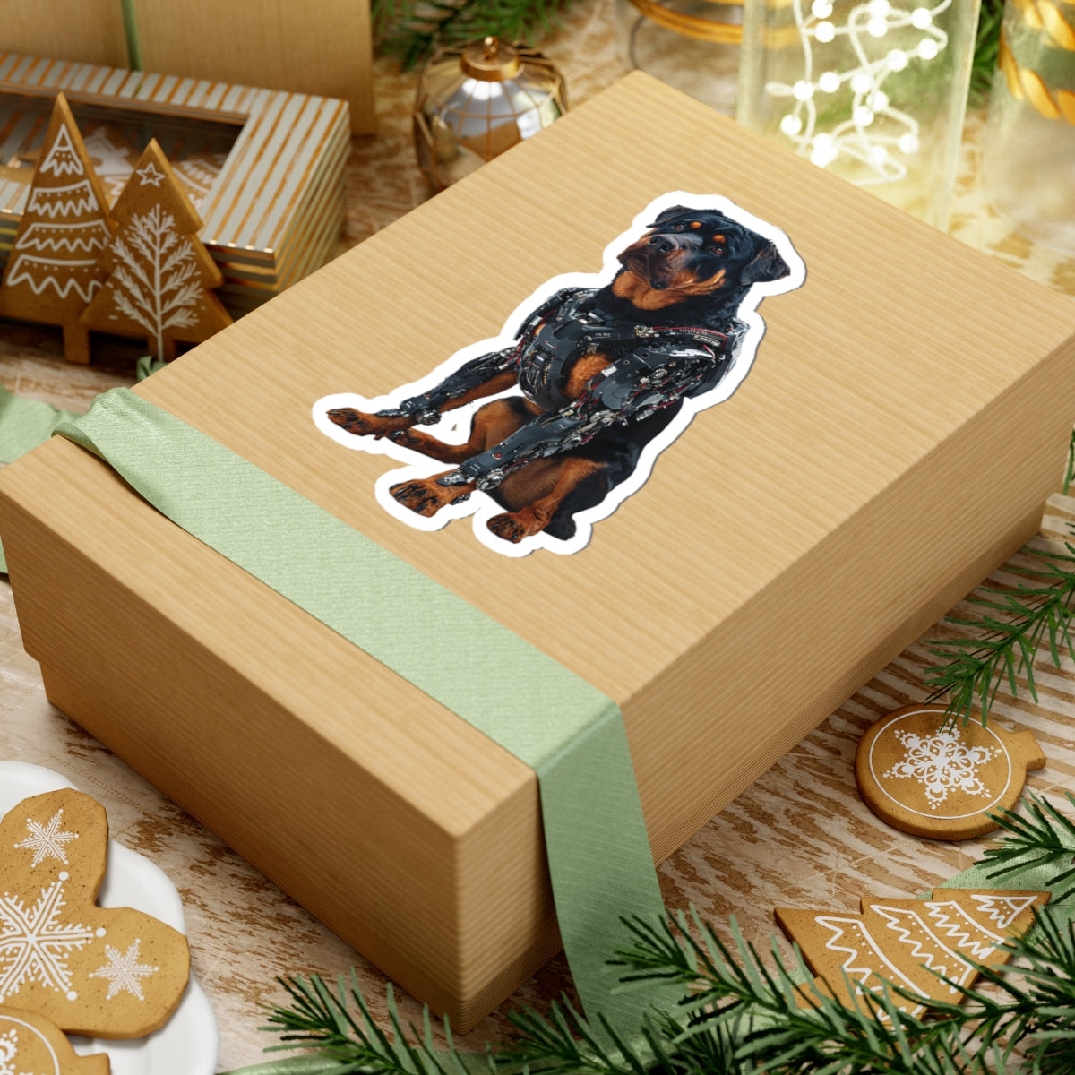 Robot Rottweiler Kiss-Cut Sticker | Fun, Geeky Decor for Animal Lovers