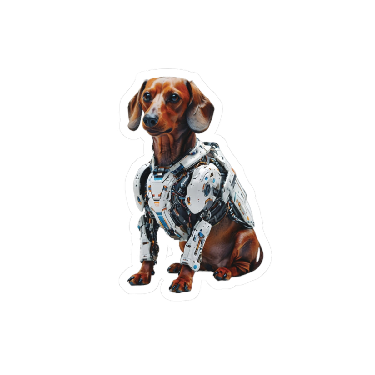 Robot Dachshund Kiss-Cut Sticker | Fun, Geeky Decor for Animal Lovers