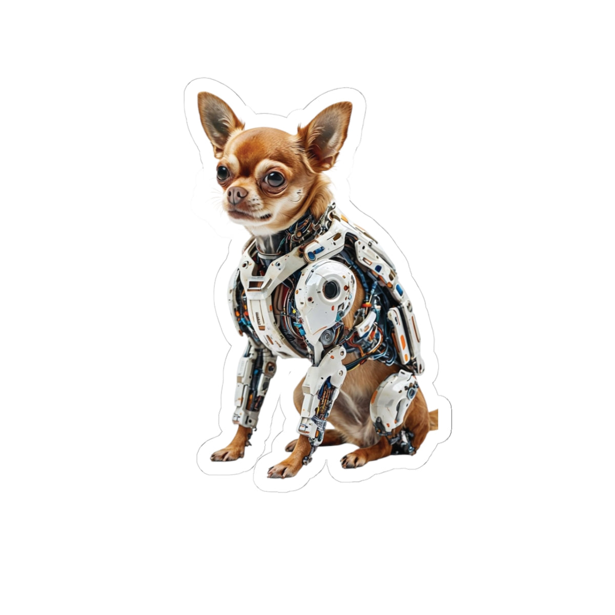 Robot Chihuahua Kiss-Cut Sticker | Fun, Geeky Decor for Animal Lovers