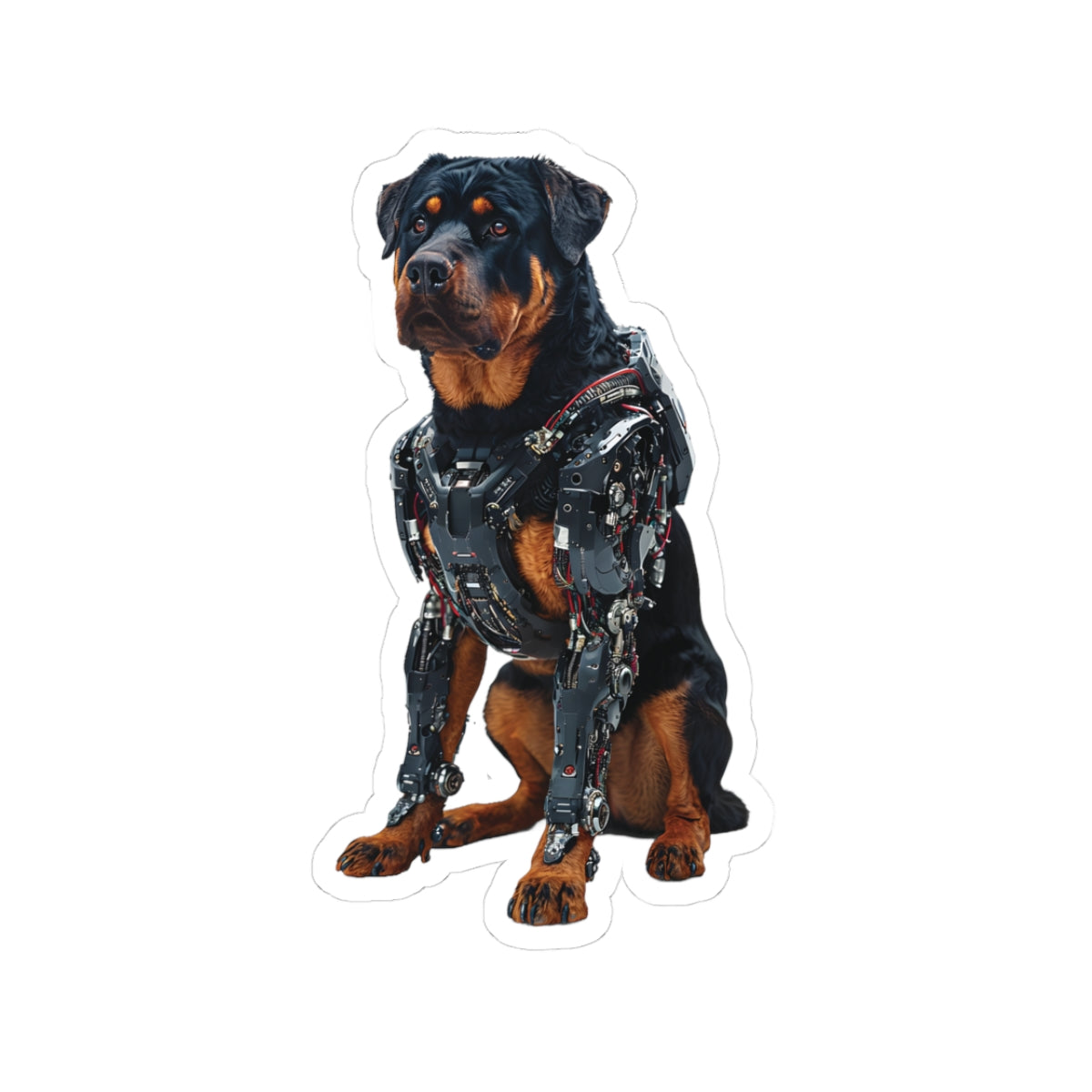 Robot Rottweiler Kiss-Cut Sticker | Fun, Geeky Decor for Animal Lovers