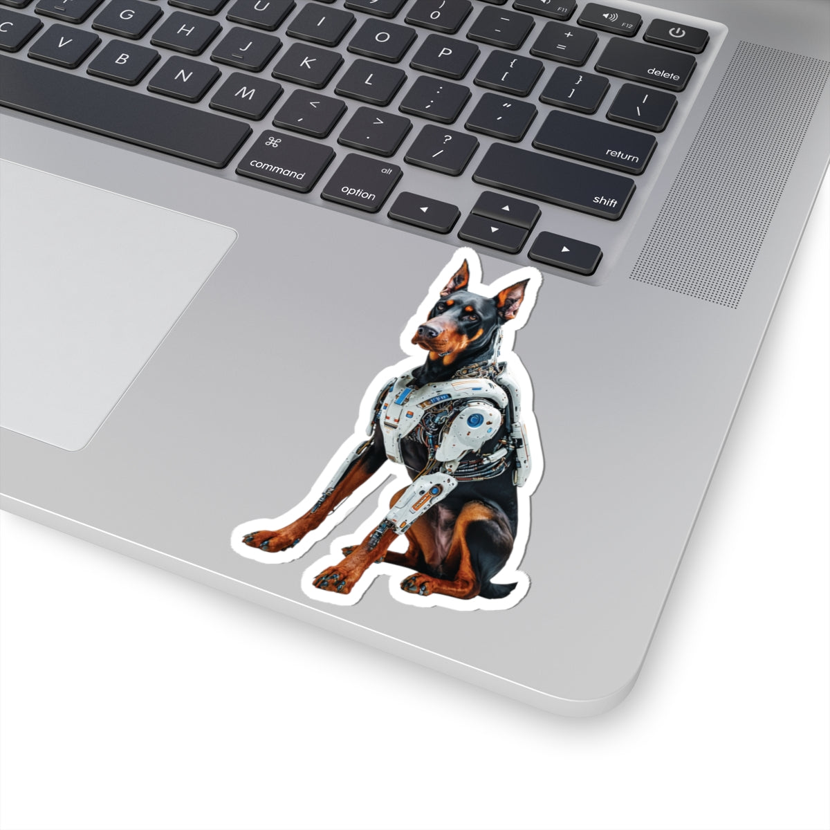 Robot Doberman Kiss-Cut Sticker | Fun, Geeky Decor for Animal Lovers