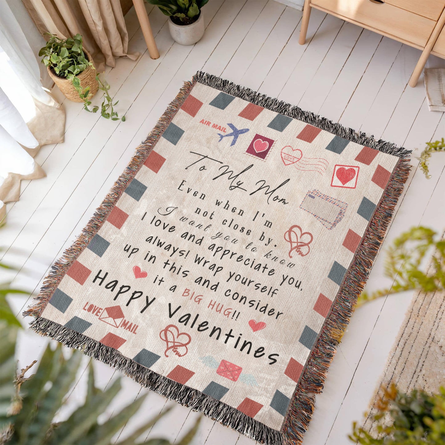 Heartfelt Valentine's Day Blanket for Mom - A Warm Hug From Afar