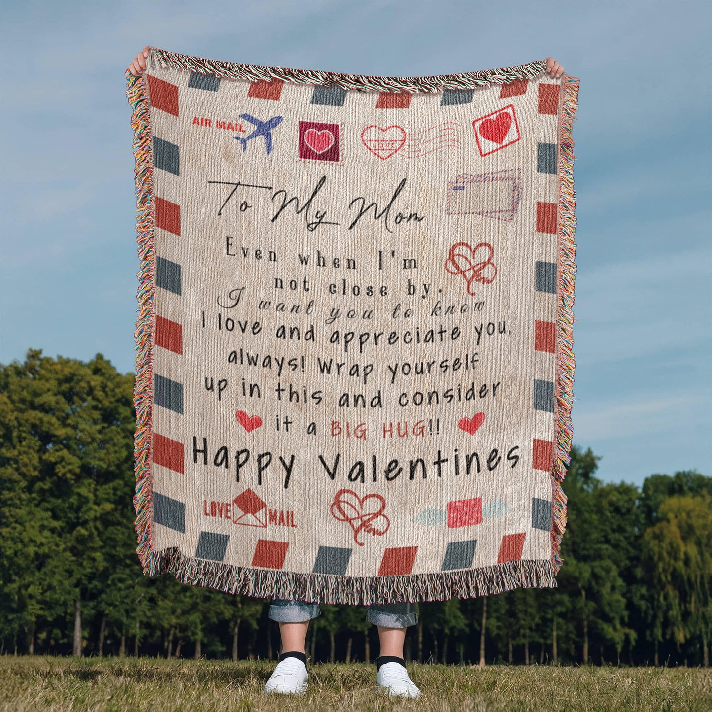 Heartfelt Valentine's Day Blanket for Mom - A Warm Hug From Afar