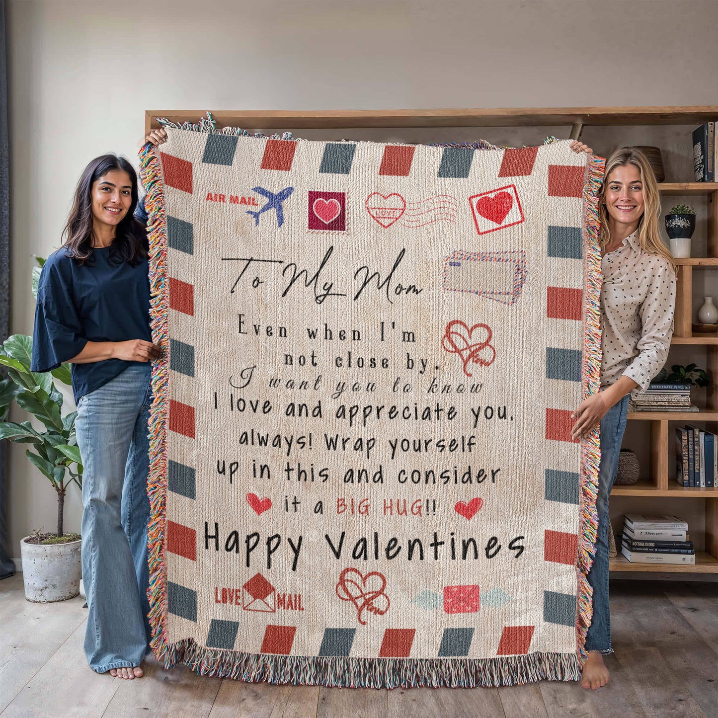 Heartfelt Valentine's Day Blanket for Mom - A Warm Hug From Afar