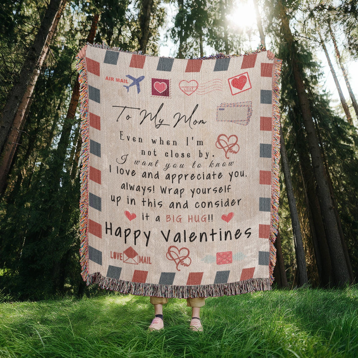 Heartfelt Valentine's Day Blanket for Mom - A Warm Hug From Afar