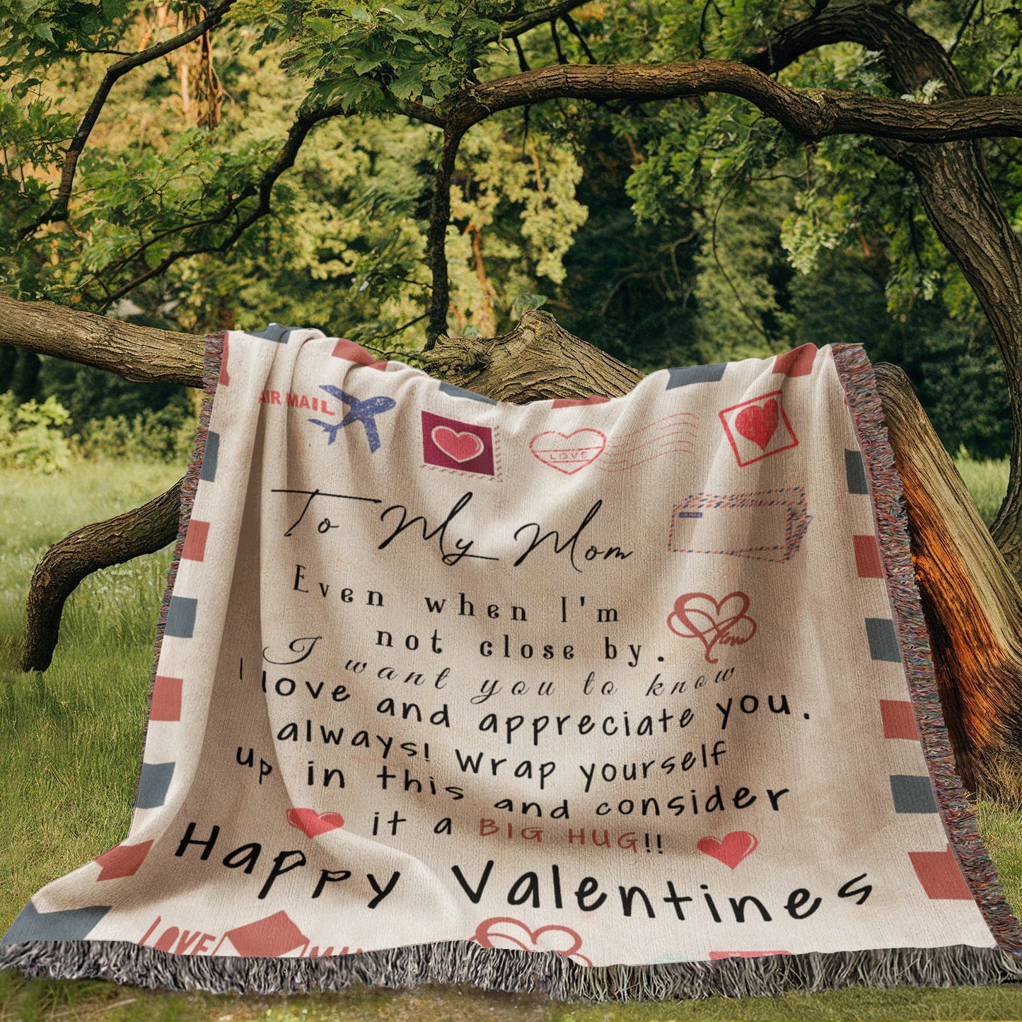 Heartfelt Valentine's Day Blanket for Mom - A Warm Hug From Afar