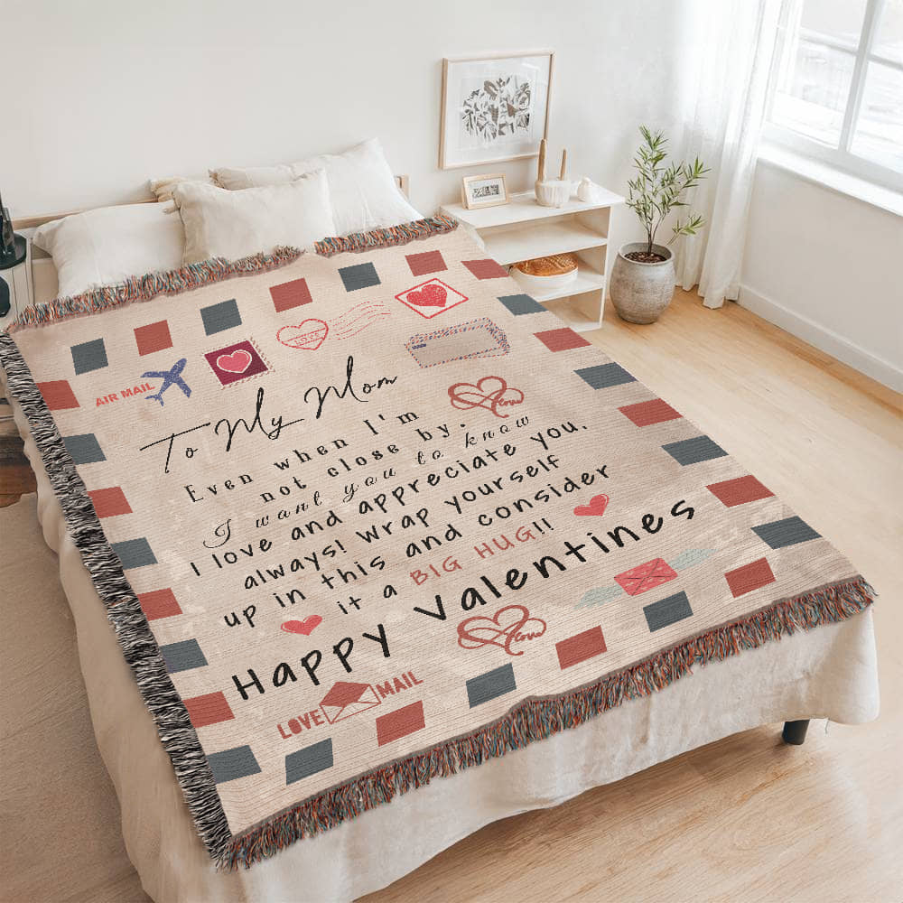 Heartfelt Valentine's Day Blanket for Mom - A Warm Hug From Afar